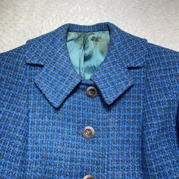 Vtg Rare Harris Tweed Wool Coat Womens Sz Medium? Aqua, Green And Blues 1 Owner - Picture 9 of 16